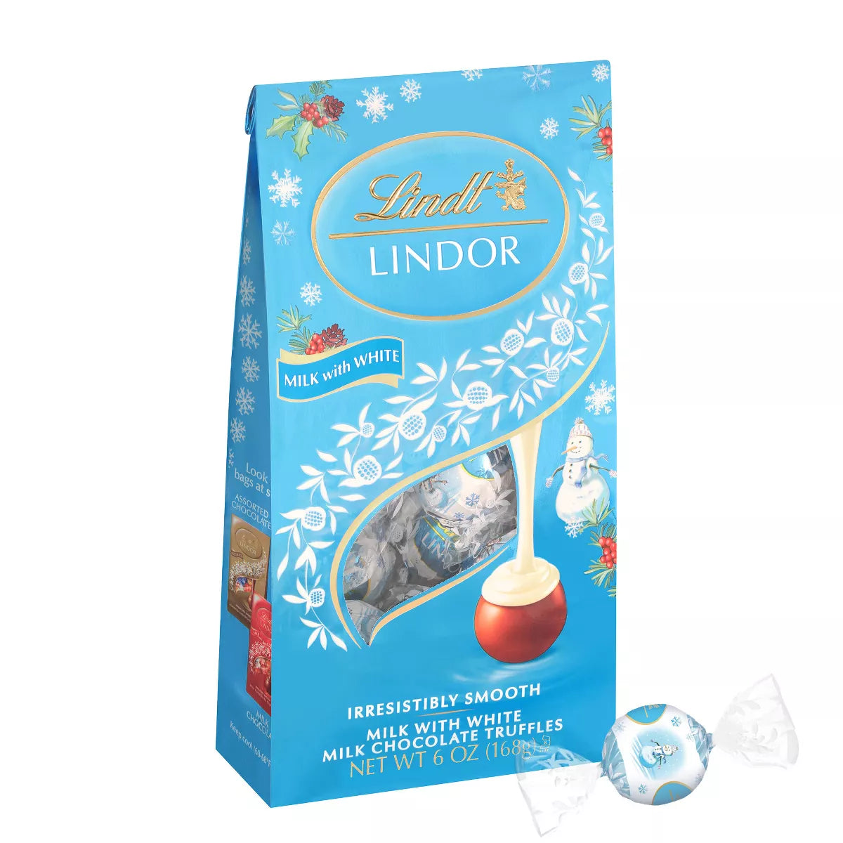 Lindt LINDOR Christmas Snowman Milk with White Milk Chocolate Truffles - 6oz