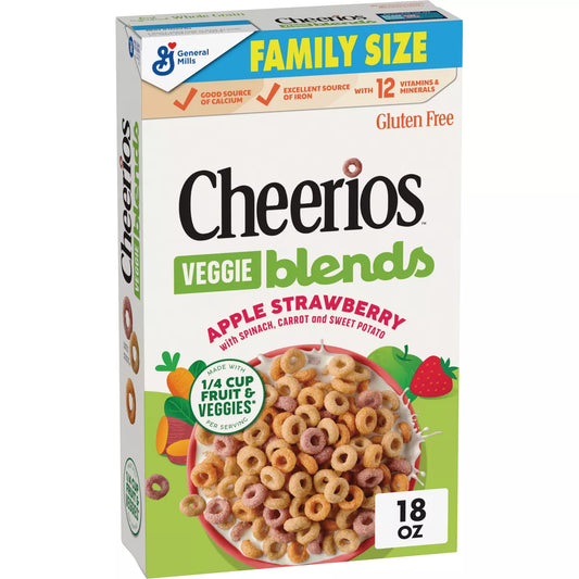 Cheerios Veggie Blends Apple Strawberry Family Size Cereal - 18oz