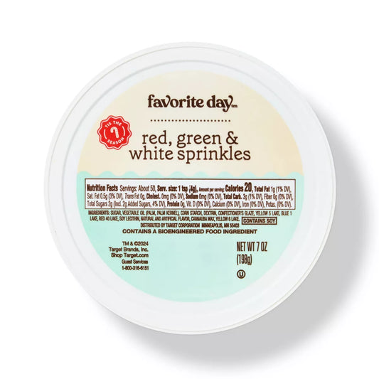 Christmas Red, White, Green Sprinkle Tub - 7oz - Favorite Day™