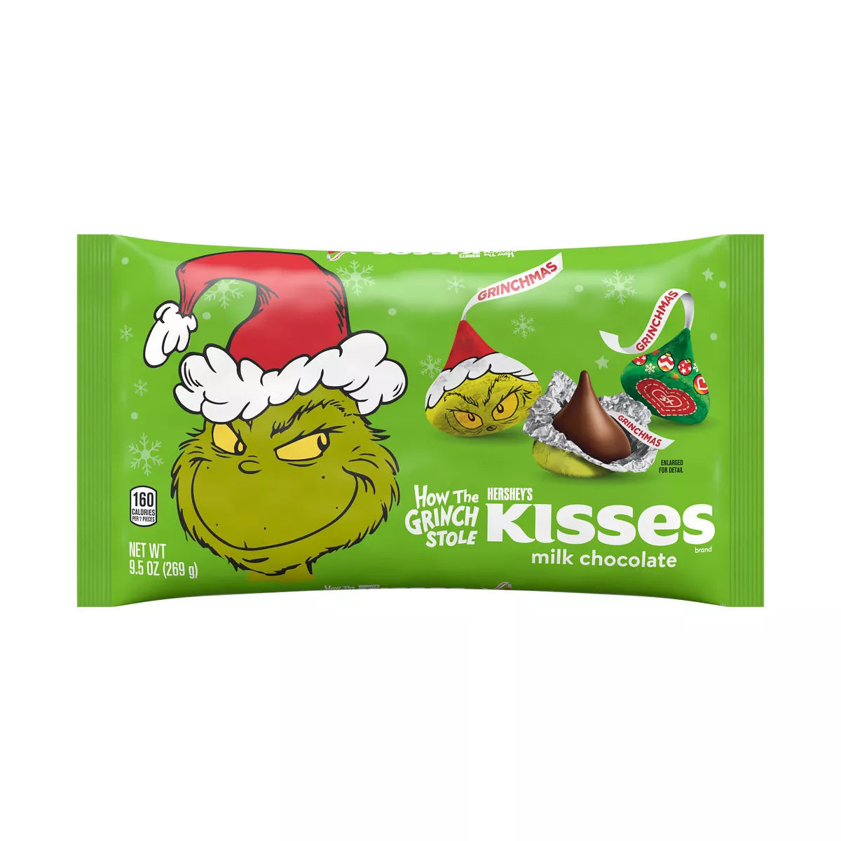 Hershey's Kisses Christmas Grinch Milk Chocolate Candy - 9.5oz