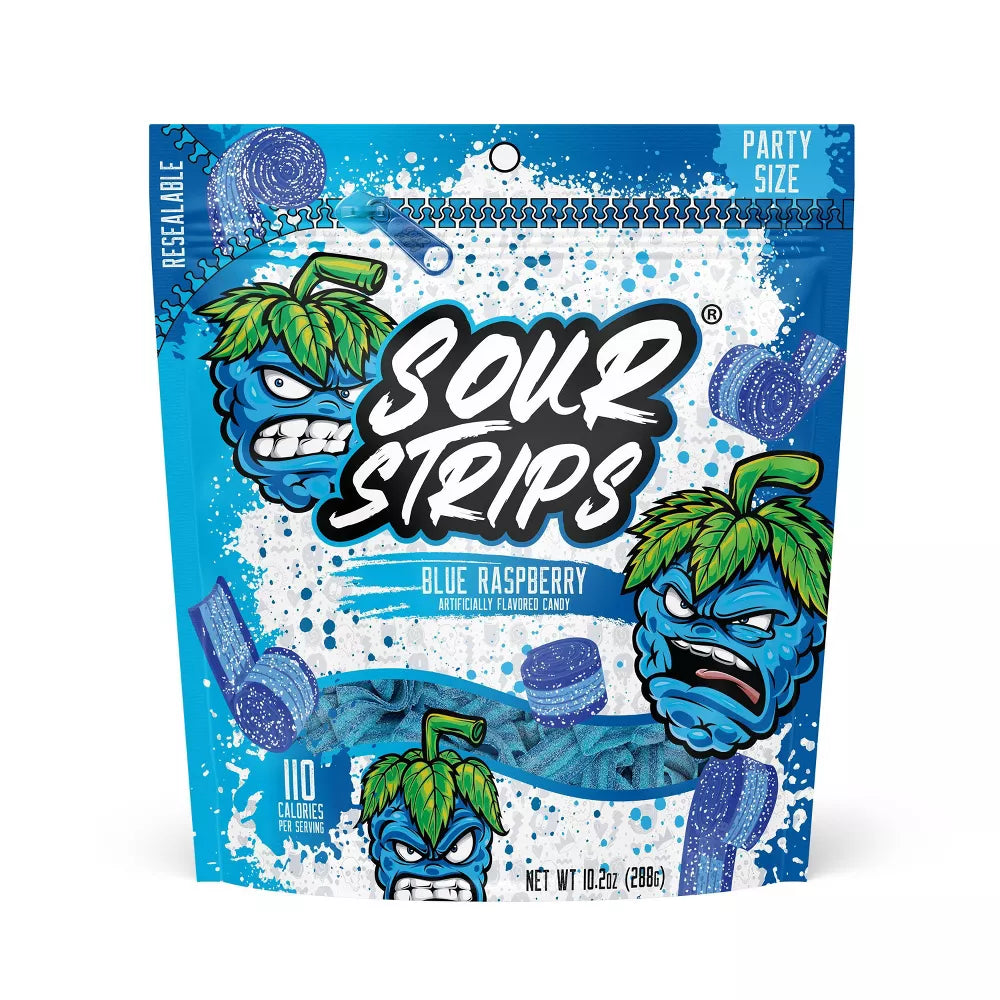 Sour Strips Blue Raspberry Candy Party Pack - 10.2oz