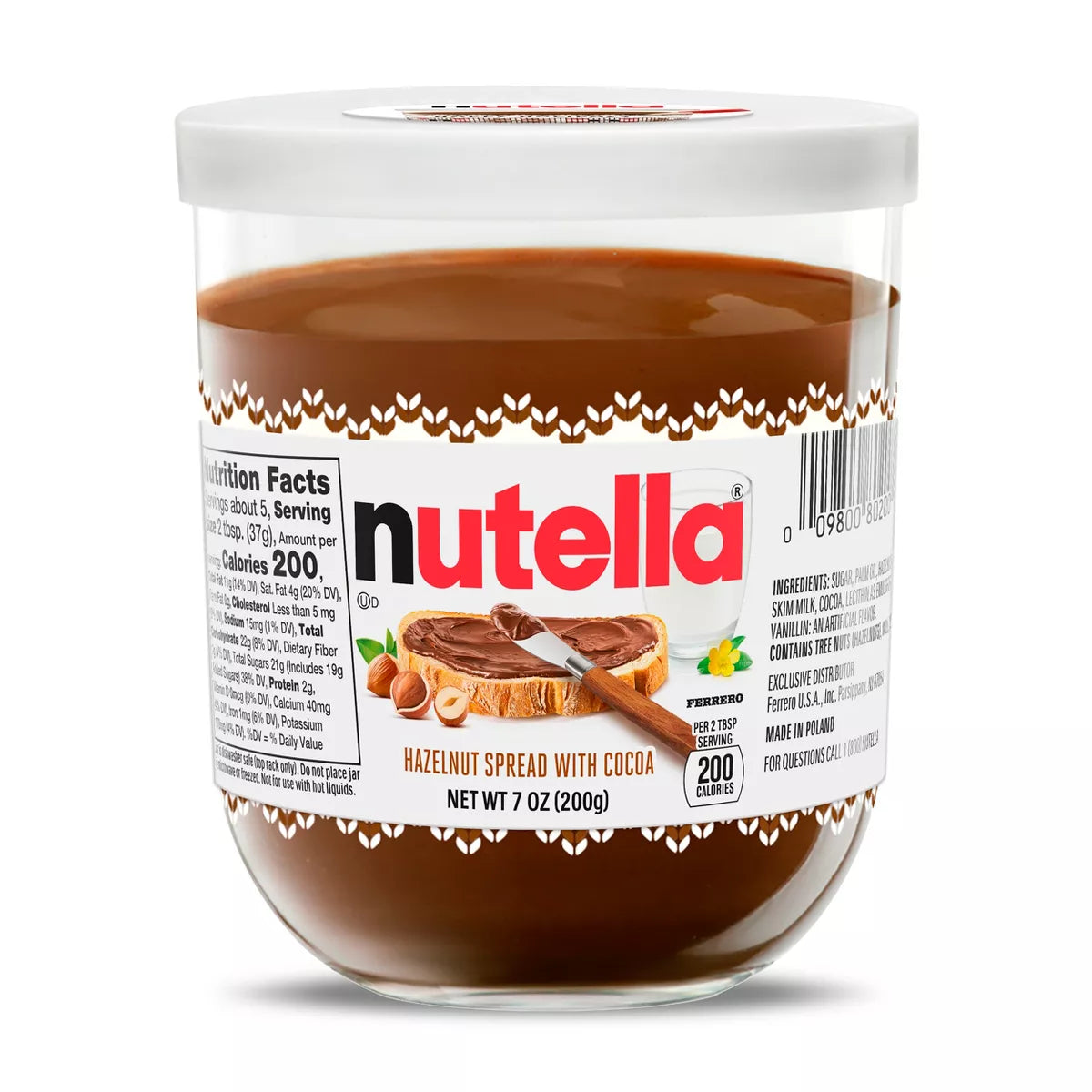 Nutella Christmas Glass Jar (package may vary) - 7.09oz