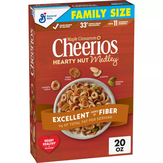 Cheerios Hearty Nut Medley Maple Cinnamon Family Size Cereal