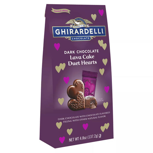Ghirardelli Valentine's Dark Chocolate Lava Cake Duet Hearts Bag - 4.8oz