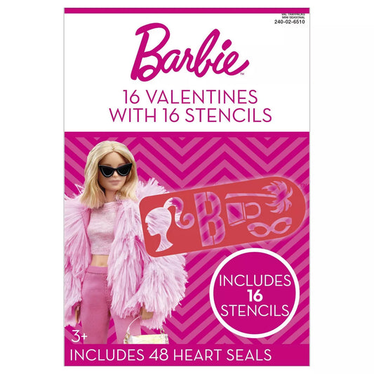 16ct Valentine's Stencils Exchange Cards Barbie