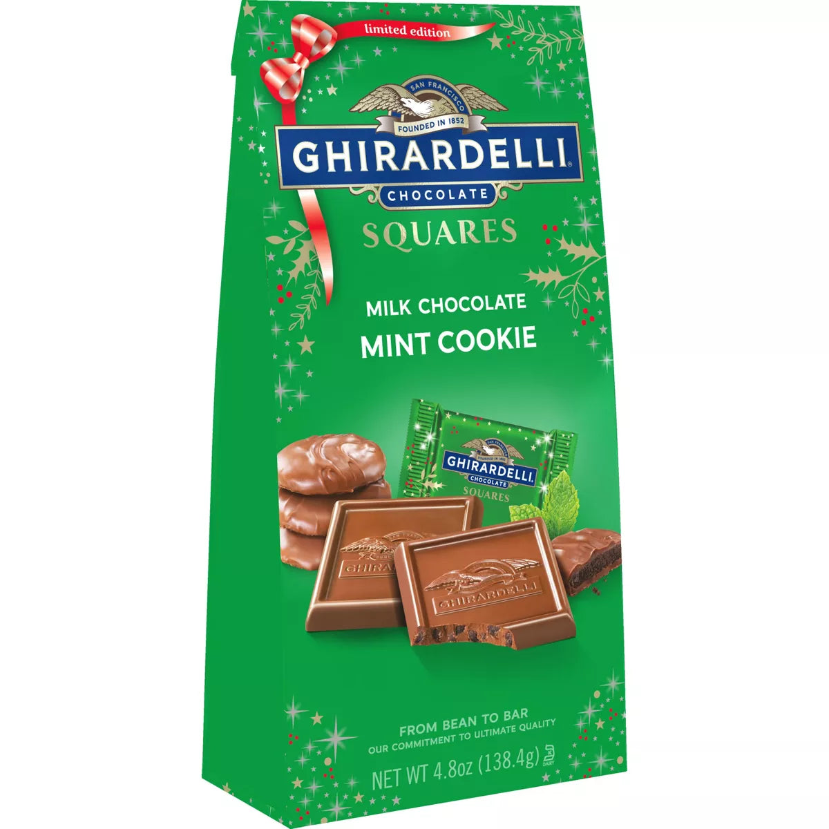 Ghirardelli Christmas Milk Chocolate Mint Cookie Squares Bag - 4.8oz