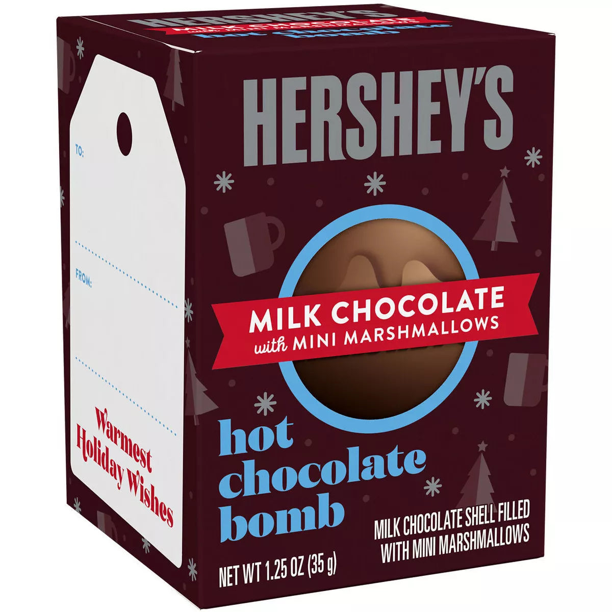 Hershey's Milk Chocolate Mini Marshmallows Hot Chocolate Bomb Christmas Candy Gift Box - 1.25oz