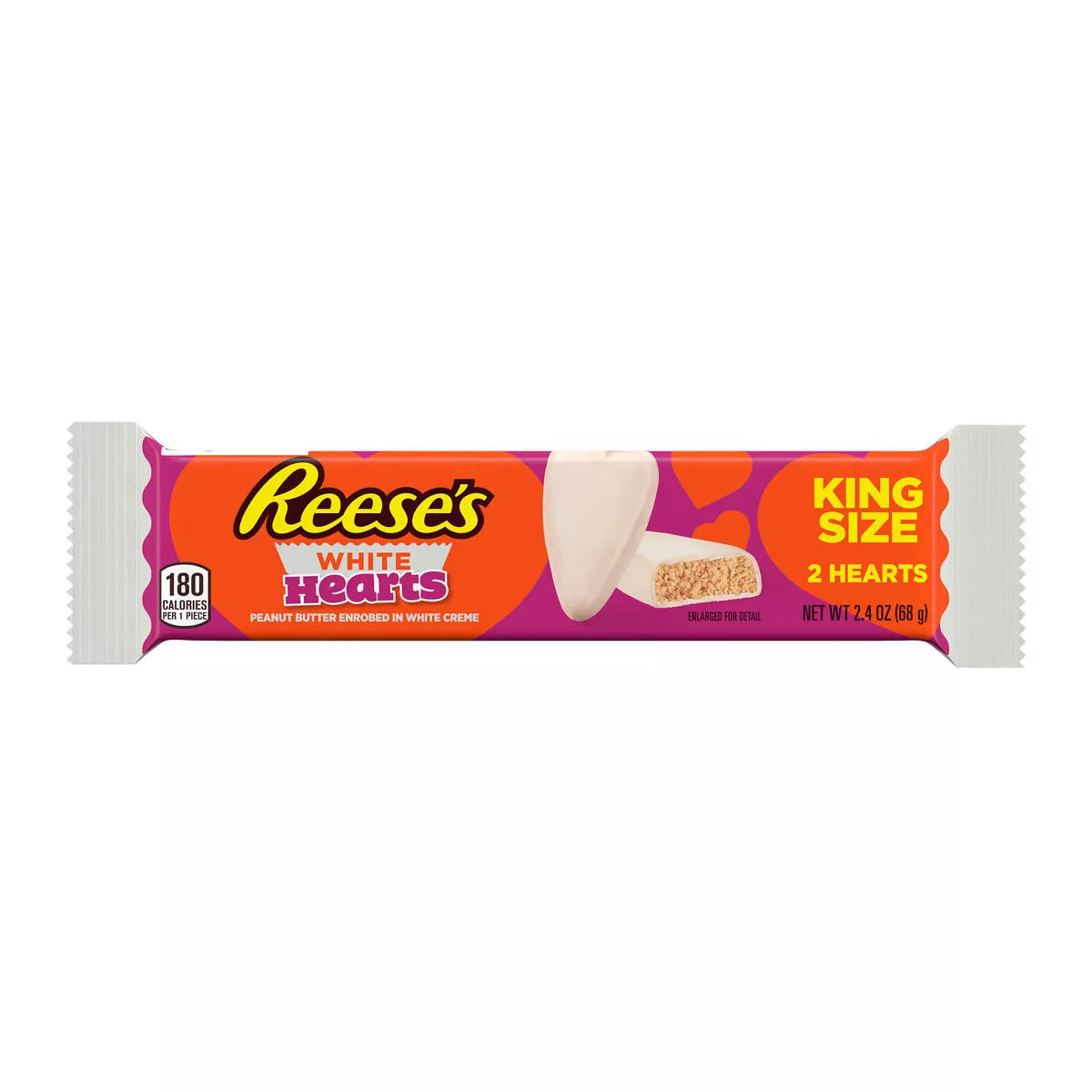 Reese's Valentine's White Crème Peanut Butter Heart King Size - 2.4oz