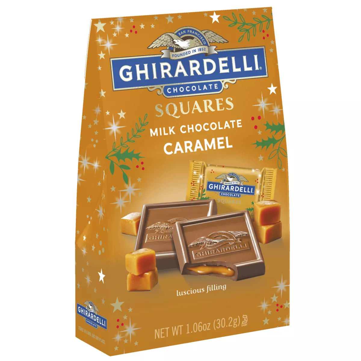 Ghirardelli Christmas Limited Edition Milk Chocolate Caramel Squares - 1.06oz