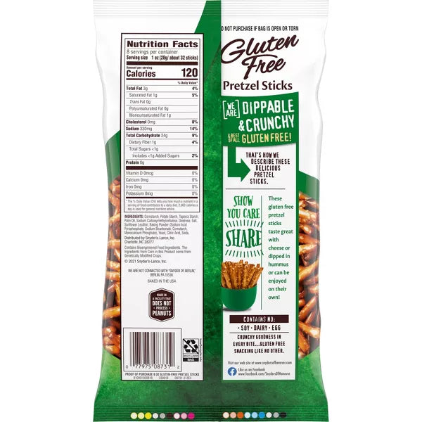 Snyder's of Hanover Pretzels Gluten Free Pretzel Sticks - 8oz