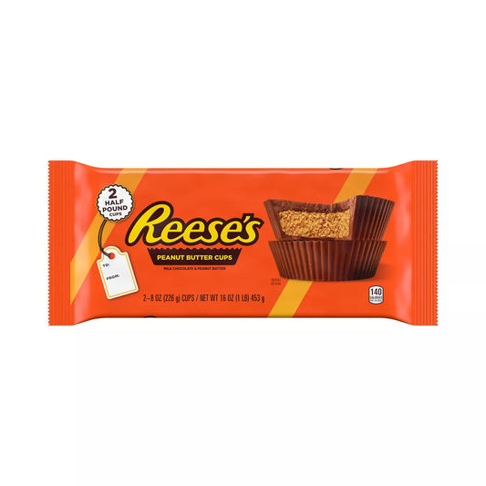 REESE'S Milk Chocolate Peanut Butter Half-Pound Christmas Candy Cups - 16oz/2ct