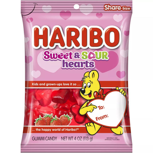Haribo Valentine's Sweet and Sour Hearts - 4oz