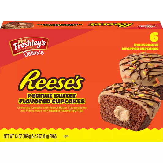 Mrs. Freshley's Deluxe Reese's Peanut Butter Flavored Cupcakes - 6ct