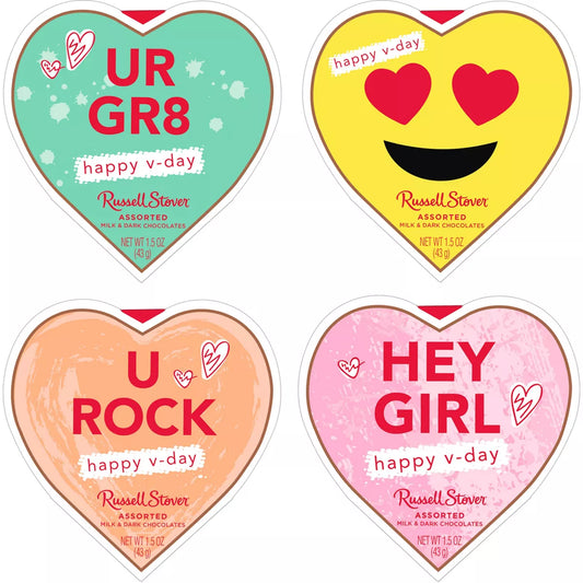 Russell Stover Valentine's Assorted Chocolates Conversation Heart - 1.5oz (Packaging May Vary)