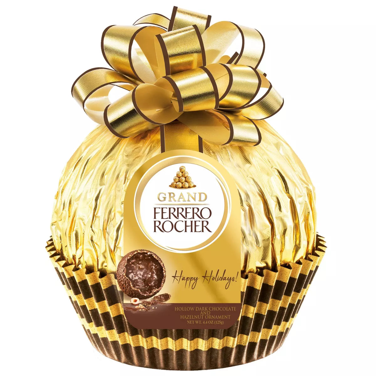 Ferrero Rocher Grand Christmas Hollow Milk Chocolate and Hazelnut Ornament - 4.4oz