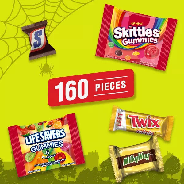 Skittles, Twix, Snickers & More Bulk Halloween Chocolate and Gummies Candy Variety Pack - 66.44oz