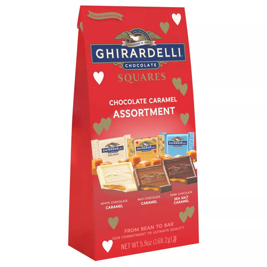 Ghirardelli Valentine's Chocolate Caramel Trio Assorted Squares Bag - 5.9oz