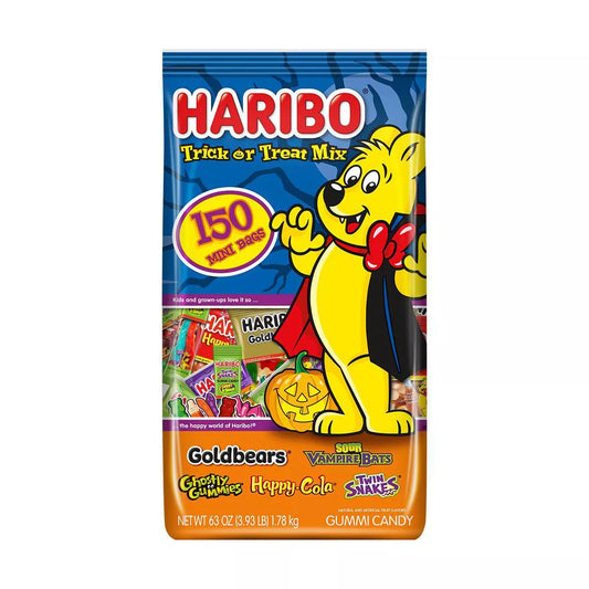 Haribo Halloween Trick Or Treat Mix Gummy Mini Bags - 63oz/150ct