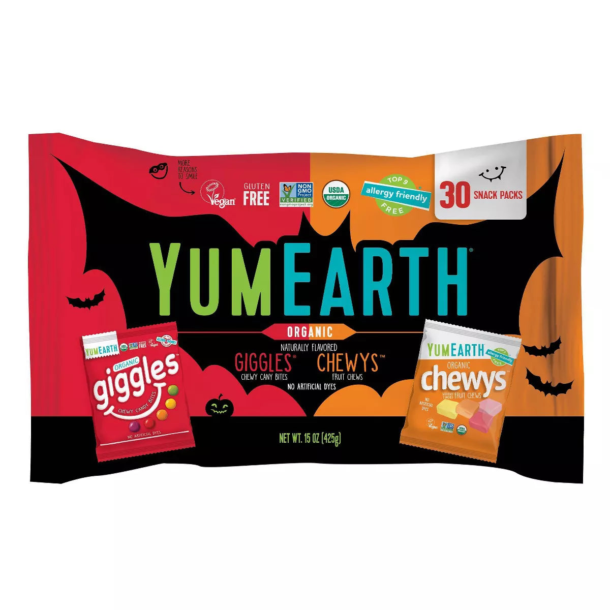 Yum Earth Halloween Giggles & Chewys Candies - 15oz/30ct