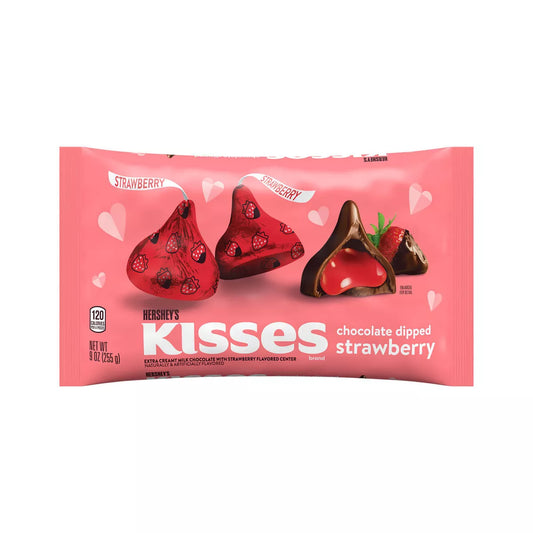 Hershey's Valentine's Kisses Chocolate Dipped Strawberry Flavor - 9oz - RARE