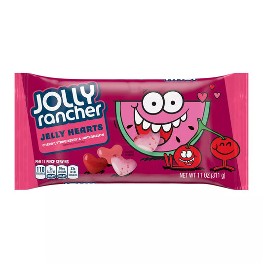 Jolly Rancher Valentine's Cherry Strawberry and Watermelon Jelly Hearts - 11oz