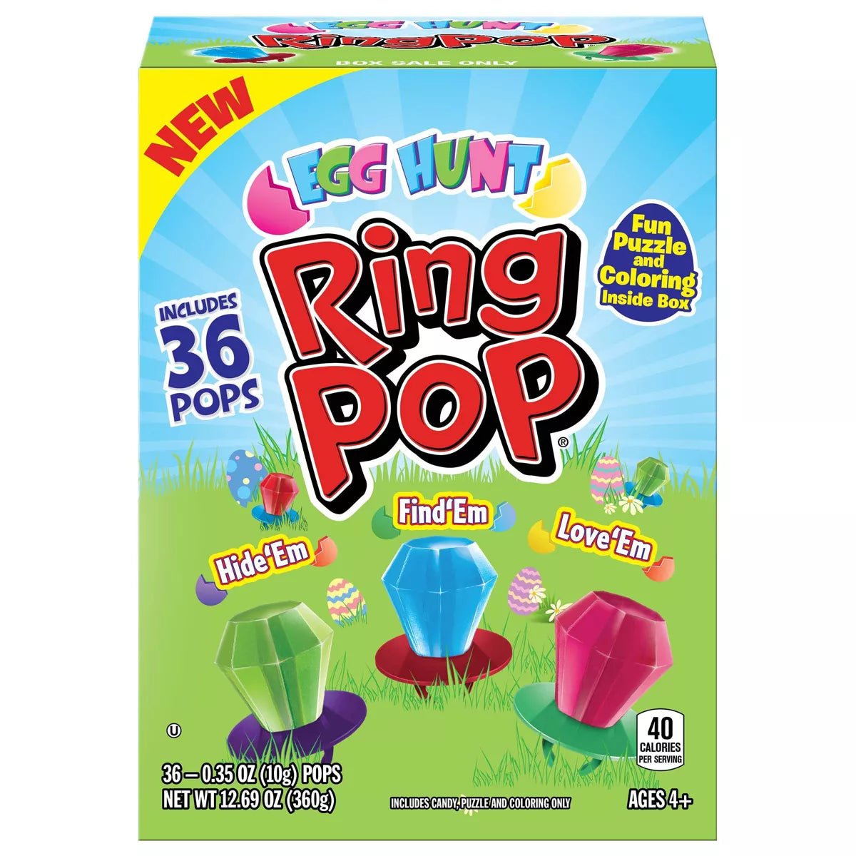 Ring Pop Easter Egg Hunt Box - 36 Ring Pops