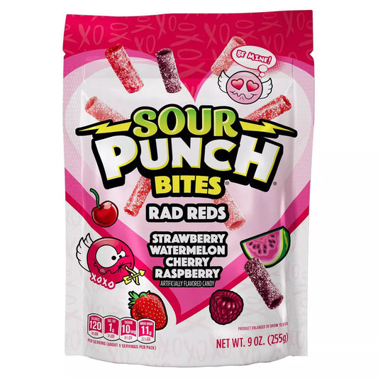 Sour Punch Valentine's Rad Reds Bites Candy Bags - 9oz