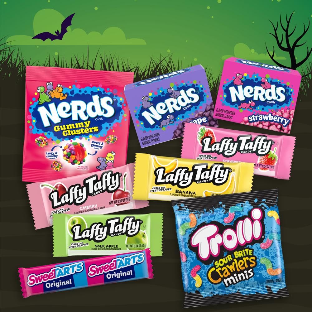 Ghost Goodies Halloween Candy Mixed Bag, SweeTARTS, Nerds, Trolli, Laffy Taffy, 100 count - 2023 Limited Edition
