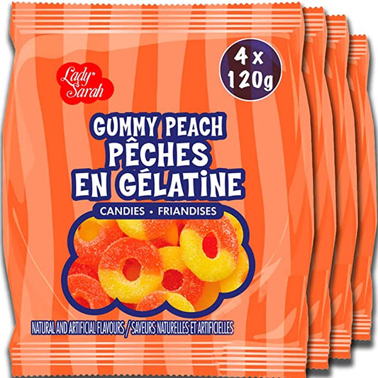 Gummy Candy Bag - Gummy Peach Rings  4 X 120gm