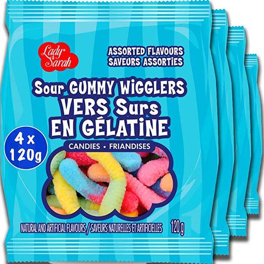 Gummy Candy Bag - Sour Gummy Worms  4 X 120gm