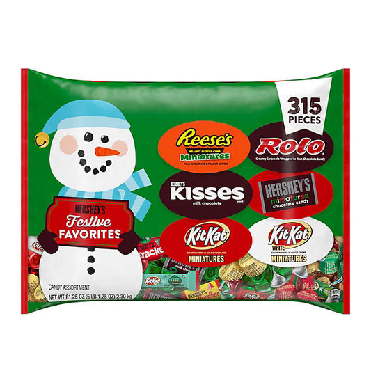 Hershey Assorted Chocolate and White Creme, Christmas Candy Bag 5 Lbs 1.12 oz 315 pcs)