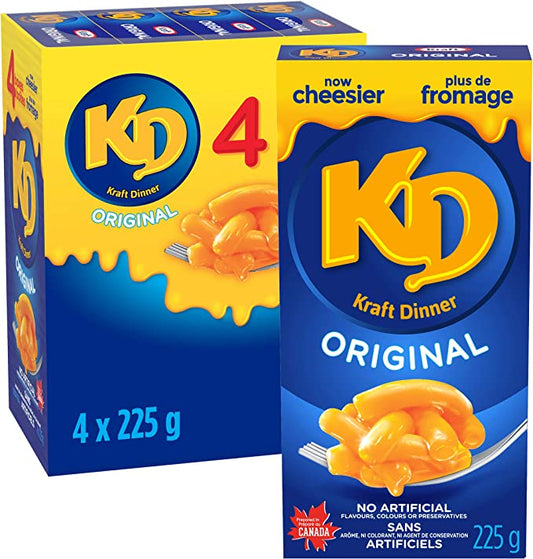 Kraft Dinner Original Macaroni & Cheese, 225g Box, 4 Count