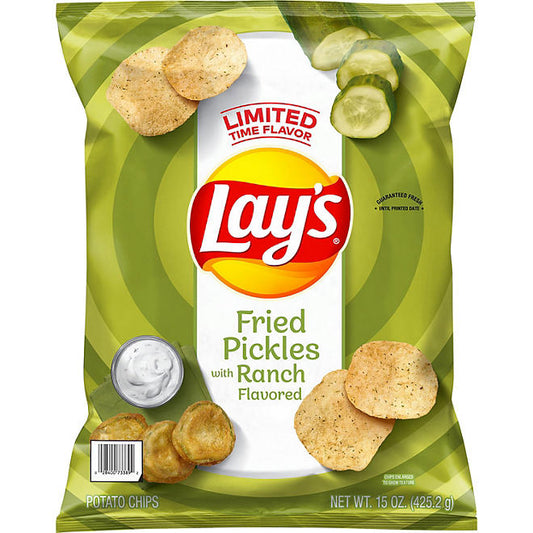 Lay's Potato Chips Fried Pickles with Ranch Flavored - 15 oz - Limited Edition