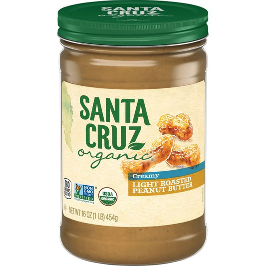Santa Cruz Organic Creamy Light Roasted Peanut Butter, 16 Ounce