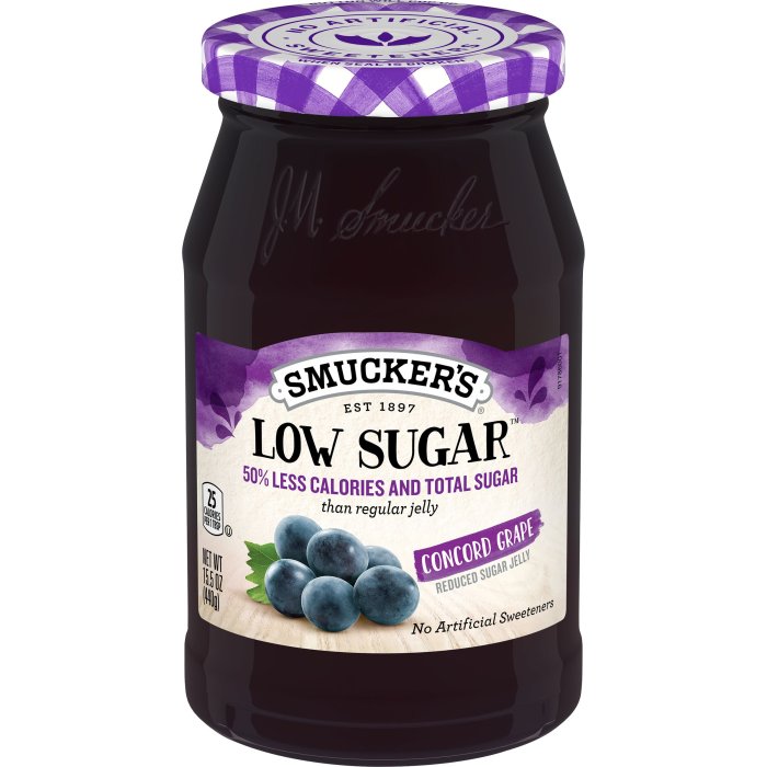 Smucker's Low Sugar Reduced Sugar Concord Grape Jelly, 15 Ounces