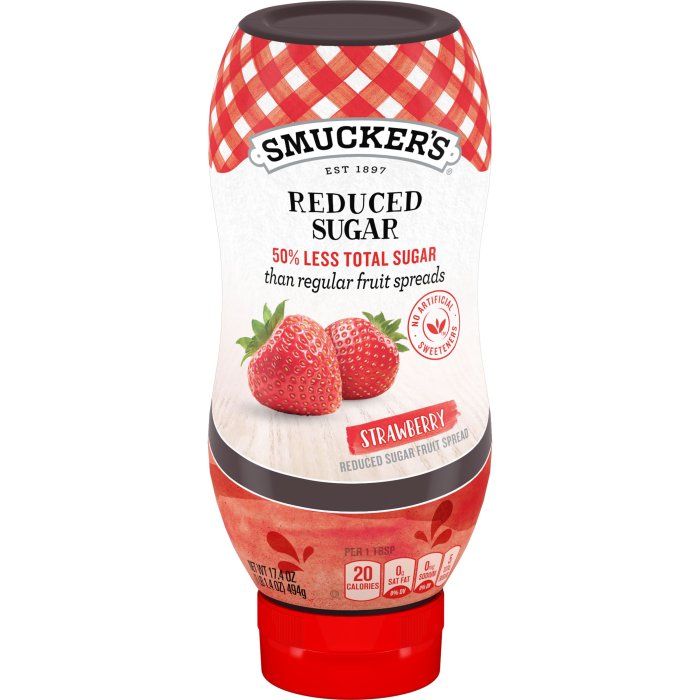 Smucker's Squeezable Reduced Sugar Strawberry Fruit Spread, 17.4 Ounces