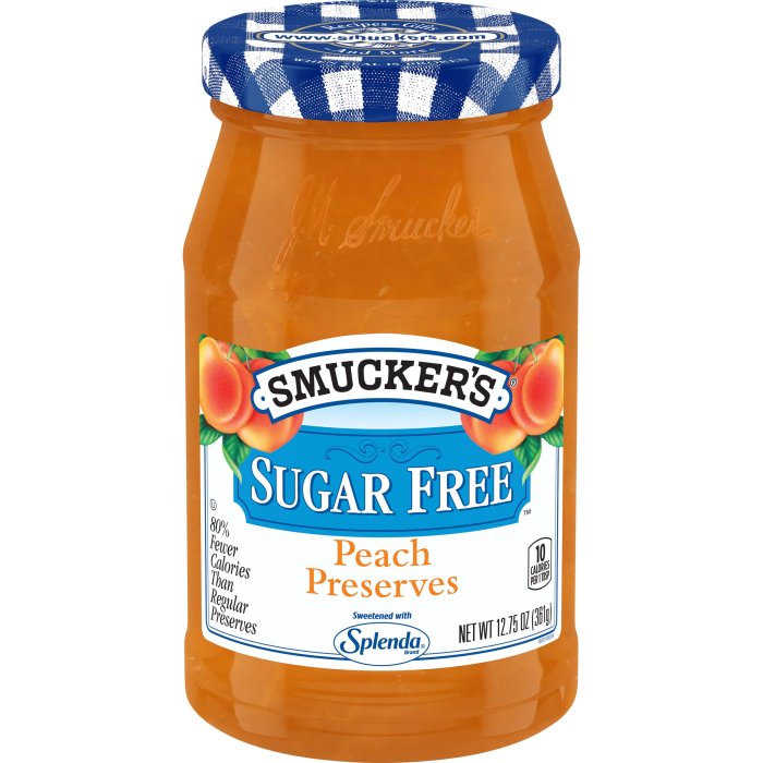 Smucker's Sugar Free Peach Preserves with Splenda Brand Sweetener, 12.75 Ounces