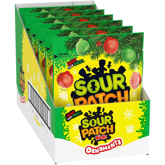 Sour Patch KIDS Ornament Holiday Candy Berry, 10 oz ,  3.75 pounds, 6 Count Wholesale