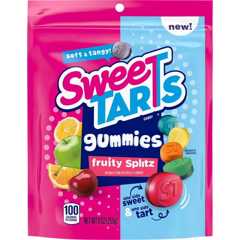Sweetarts Gummies Fruity Splitz, Fruit Flavored Gummy Candy, 9 oz Resealable Bag - ULTRA RARE