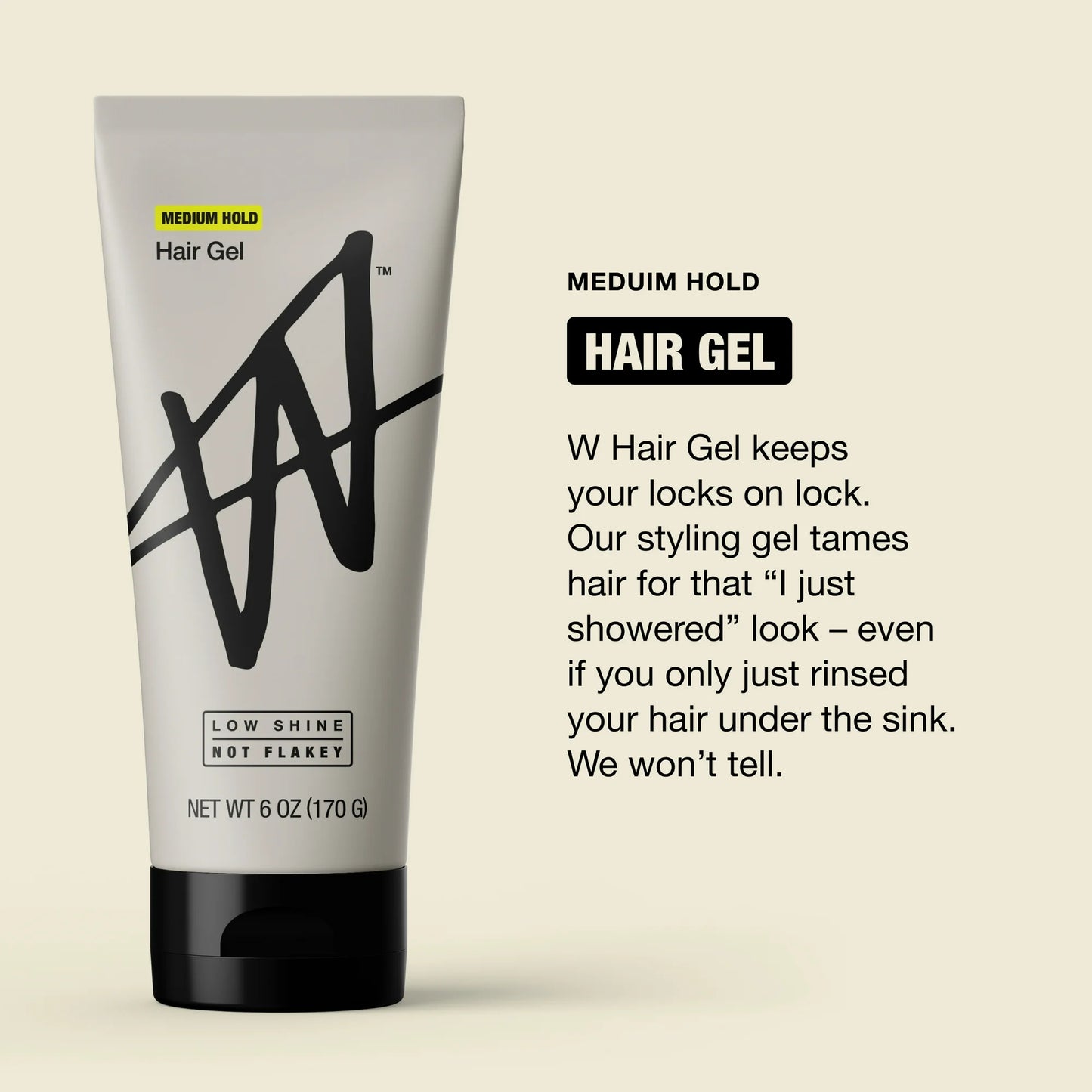 W By Jake Paul Hair Gel - Low Shine - Non-Sticky - Styling Gel for Men - Medium Hold - 6 fl oz