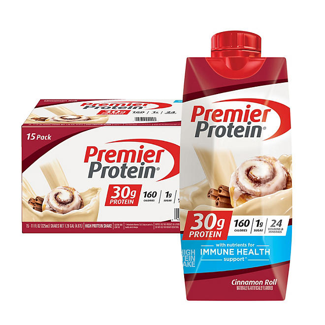 Premier Protein 30g High Protein Shake, Cinnamon Roll 11 fl. oz., 15 pack