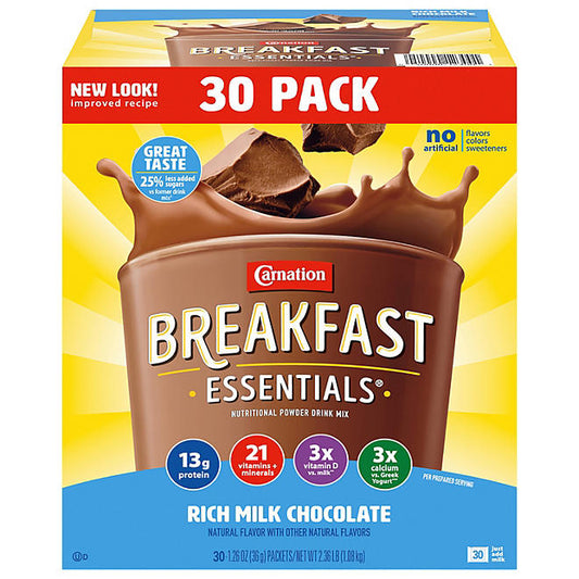 Carnation Breakfast Essentials Nutritional Powder Drink Mix, Chocolate (30 Sticks) Wholesale
