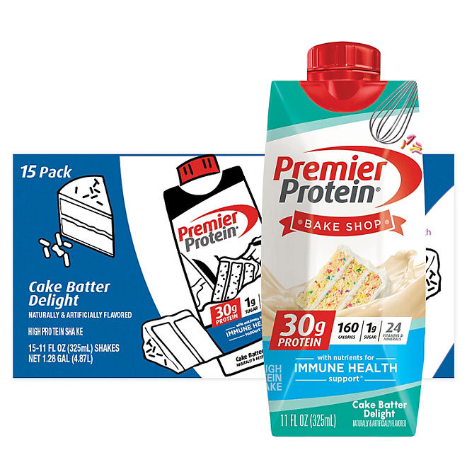 Premier Protein 30g High Protein Shake, Cake Batter Delight 11 fl. oz., 15 pack