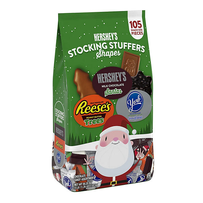 HERSHEY'S Stocking Stuffers, Christmas Variety Pack Candy, Snack Size, 105 pcs