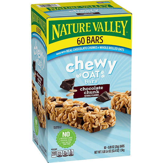 Nature Valley Chocolate Chunk Chewy Oat Bars, 60 Count