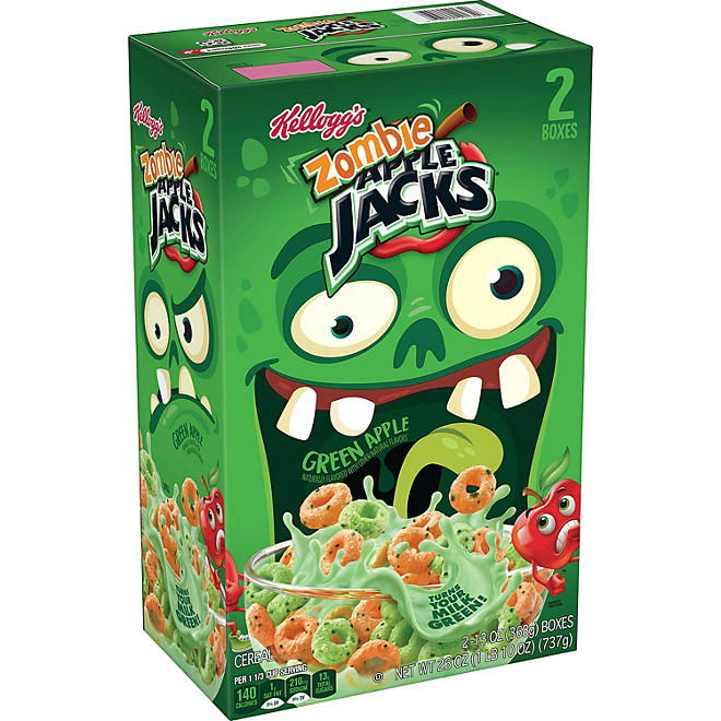 Kellogg's Apple Jacks Zombie Green Apple Breakfast Cereal - 2 Pack