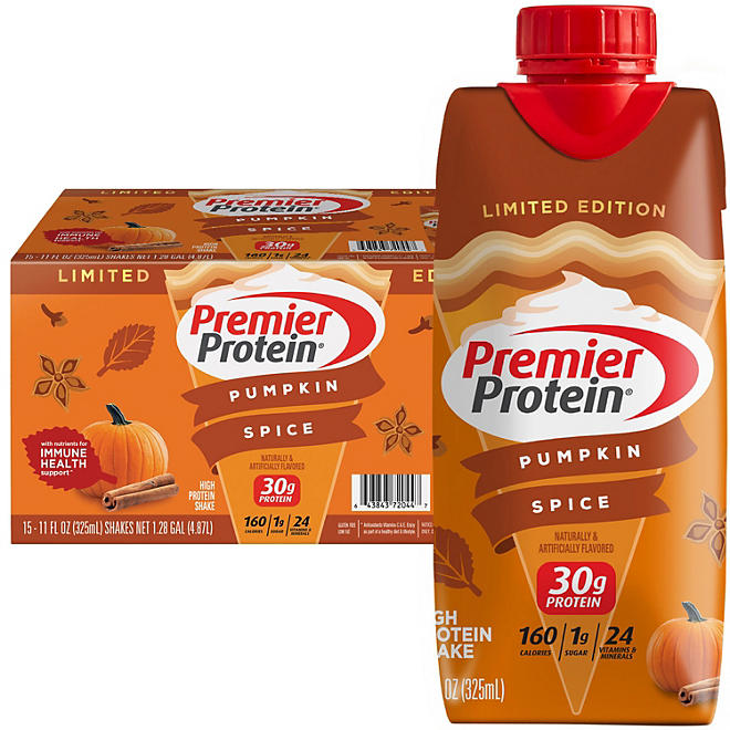 Premier Protein 30g High Protein Shake, Pumpkin Spice, 11 fl. oz., 15 pack - LIMITED EDITION