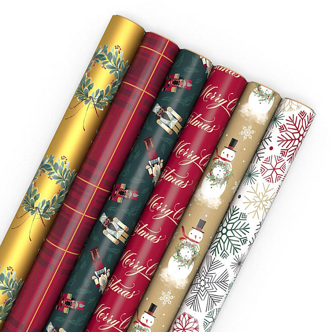 Hallmark Wrapping Paper Rolls, 6 pack - 1 of 4 designs