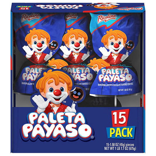 Paleta Payaso Chocolate Marshmallow Lollipop - 15 Lollipops - Mexico