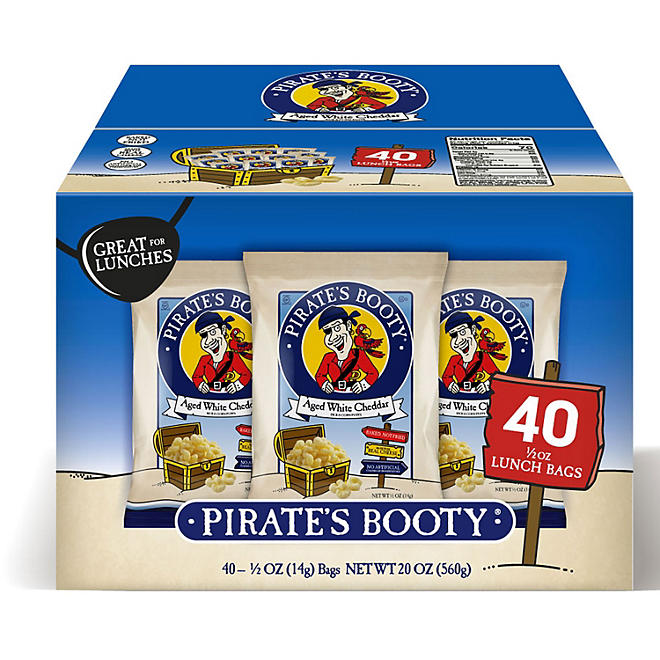 Pirate's Booty Aged White Cheddar Snack, 0.5 oz, 40-count